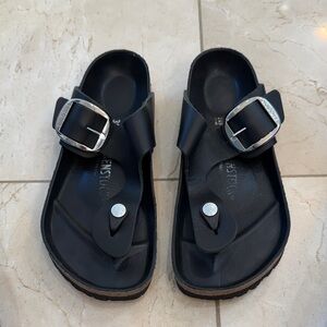 Birkenstock Black Sandals with Silver Buckle